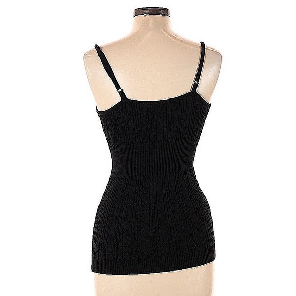 BCBGMAXAZARIA Black Ribbed Knit Cami Sweater Tank Top – Size Large (Fits S/M) - Picture 2 of 7